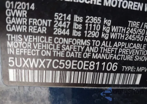 2014 BMW X3 xDrive35I z USA, uszkodzony, nr VIN 5UXWX7C59E0E81106